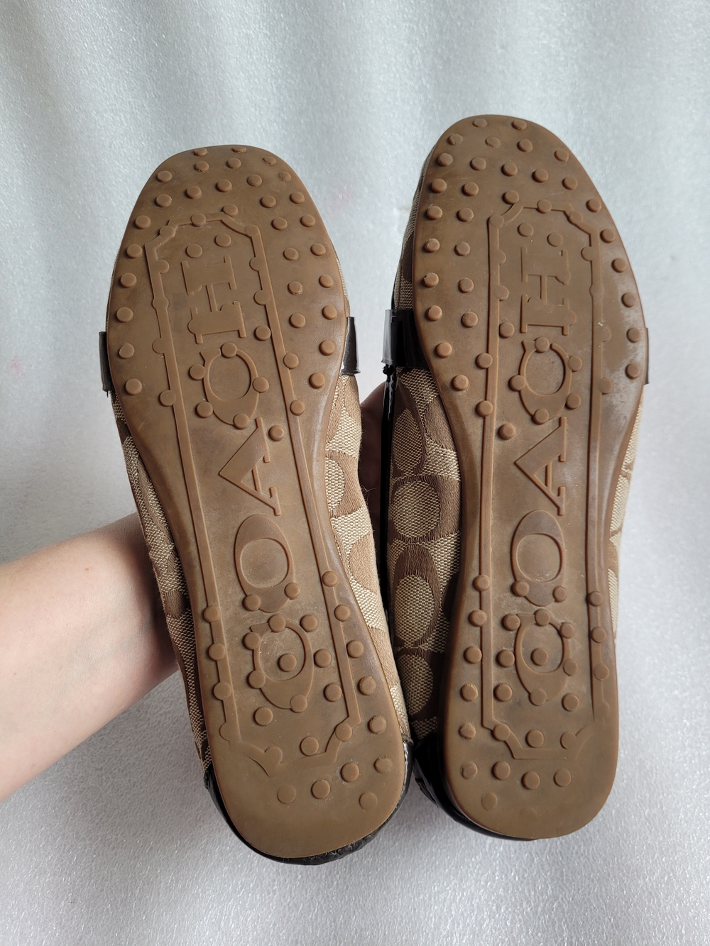Coach Signature Canvas Loafers Brown with Metal Accent Vintage - Picture 10 of 15